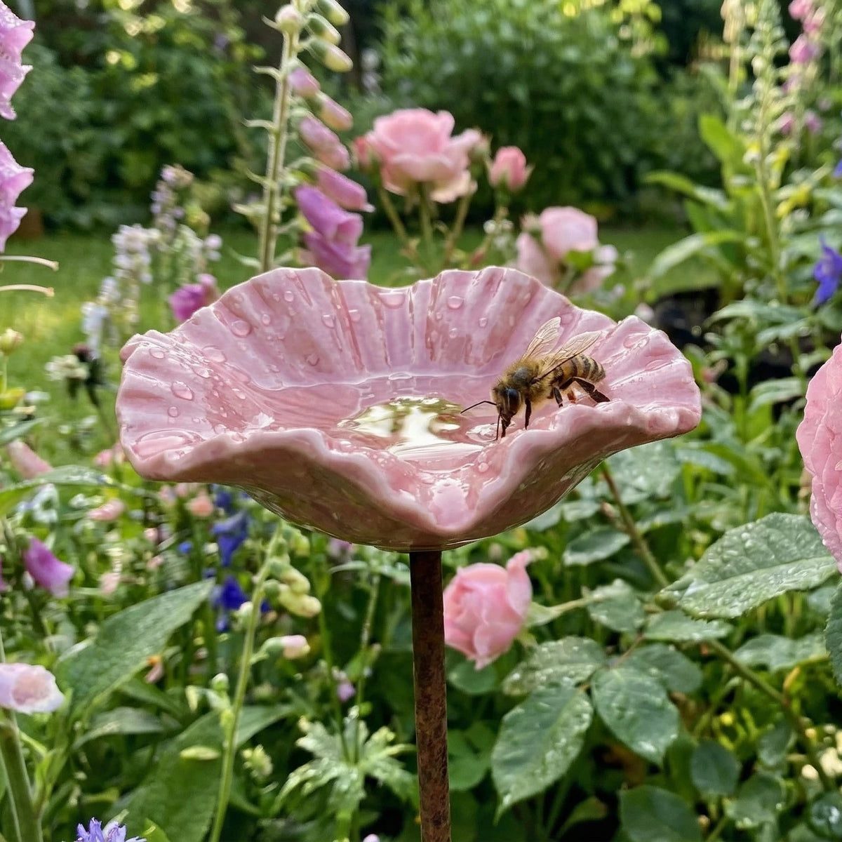 Keramisk Blomma Bi Vattenskål, Set om 4