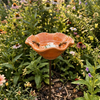 Keramisk Blomma Bi Vattenskål, Set om 4