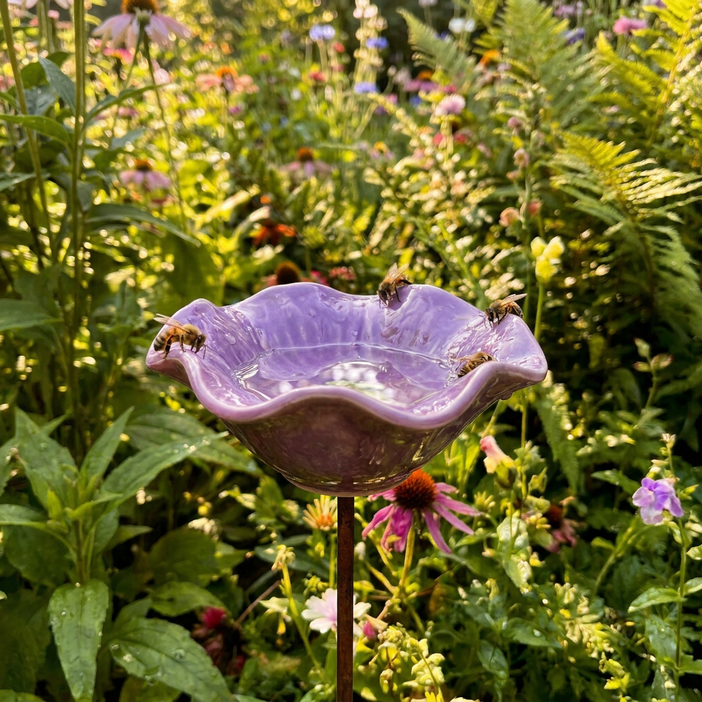Keramisk Blomma Bi Vattenskål, Set om 4