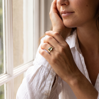 Grønn Krystall Ring