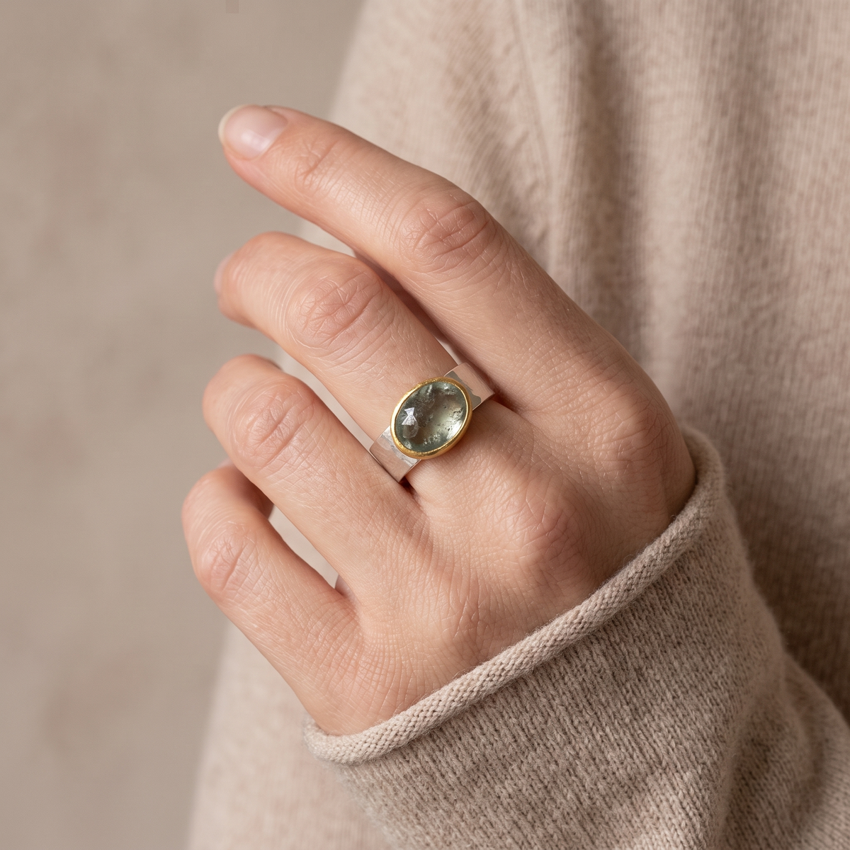 Grønn Krystall Ring