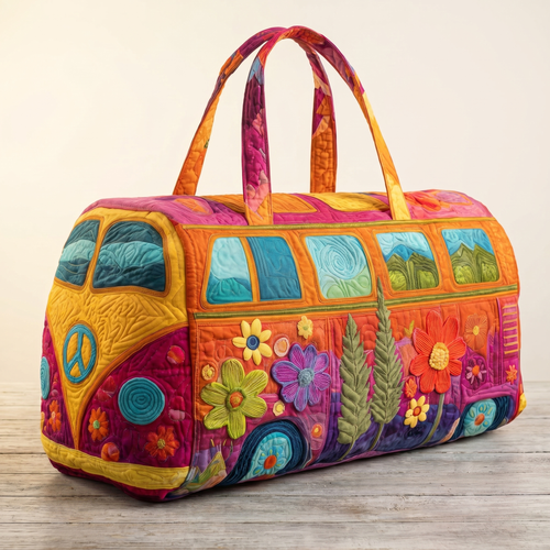 Maggie's Handquilted Hippie Bus Weekender — hero three-quarter view